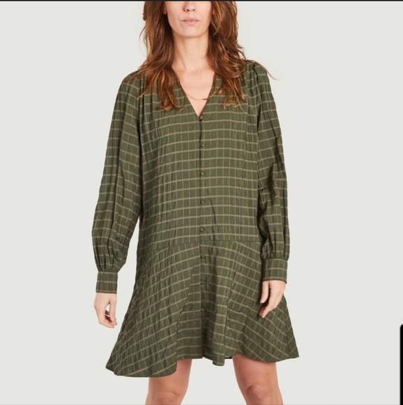 New Samsoe Samsoe Jetta checked‎ long sleeves short dress XXS - Picture 1 of 9